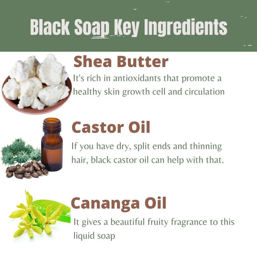 African Black Liquid Soap with Jamaican Castor Oil – 500ml - Image 3