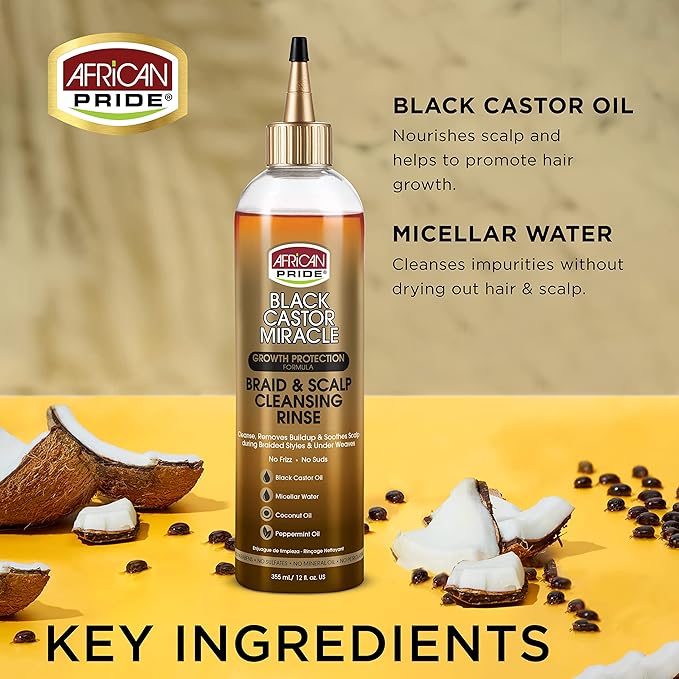 African Pride Black Castor Miracle Braid and Scalp Cleansing Rinse - 12 oz - Image 3