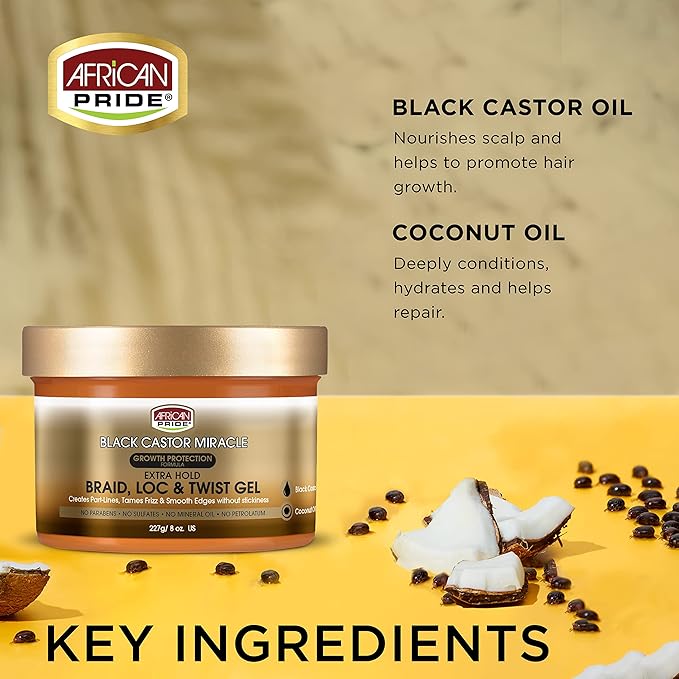 African Pride Black Castor Miracle Extra Hold Gel - 8 oz - Image 3