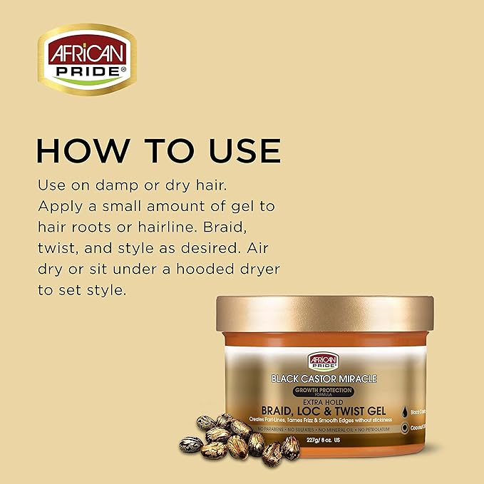 African Pride Black Castor Miracle Extra Hold Gel - 8 oz - Image 4