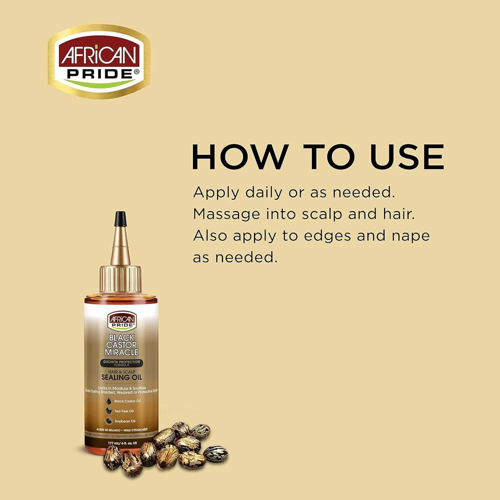 African Pride Black Castor Miracle Hair and Scalp Sealing Oil - 6 oz - Image 3