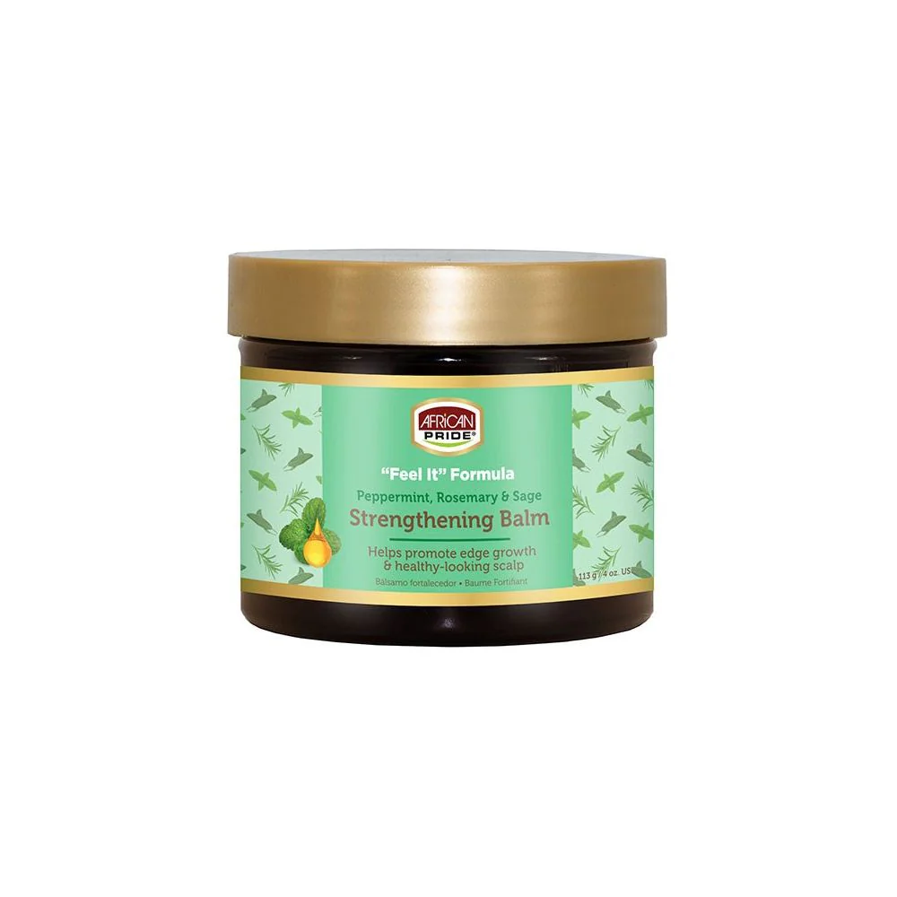 African Pride FEEL IT Strengthening Balm – Herbal Scalp & Hair Treatment – 4 oz