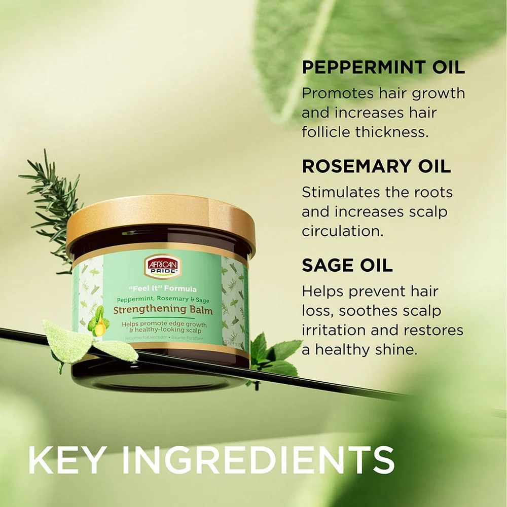 African Pride FEEL IT Strengthening Balm – Herbal Scalp & Hair Treatment – 4 oz - Image 4