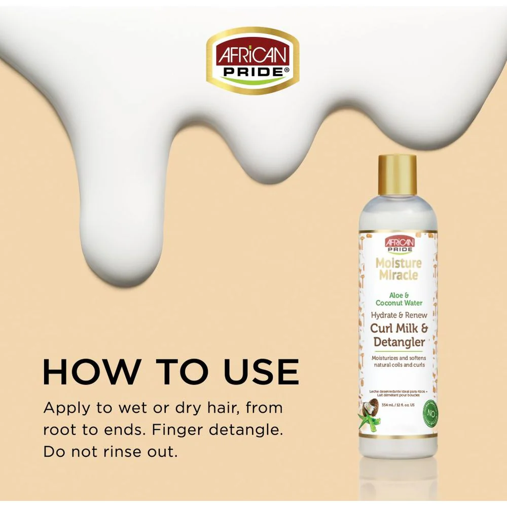 African Pride Moisture Miracle Aloe & Coconut Curl Milk – 12 fl oz - Image 3