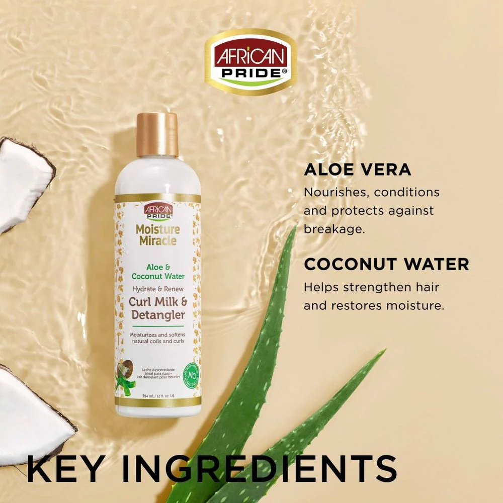 African Pride Moisture Miracle Aloe & Coconut Curl Milk – 12 fl oz - Image 4