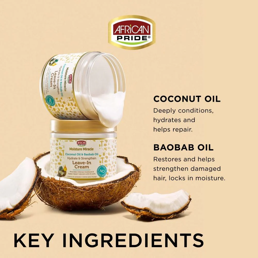 African Pride Moisture Miracle Coconut Oil and Baobab Oil Leave-In Cream - 15 oz - Image 4