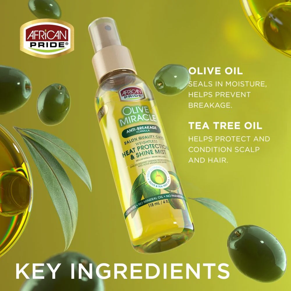 African Pride Olive Miracle Heat Protectant and Shine Mist - 4 fl oz - Image 3