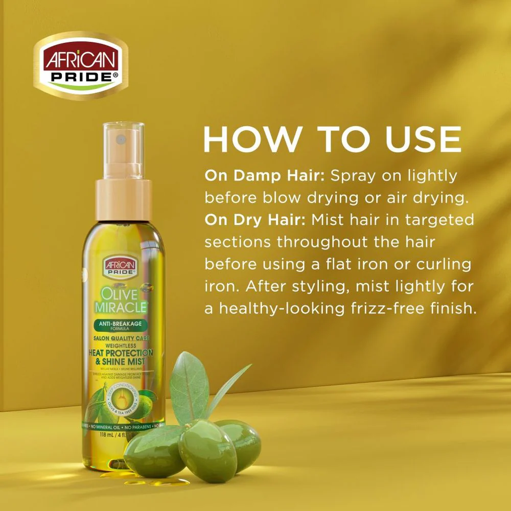 African Pride Olive Miracle Heat Protectant and Shine Mist - 4 fl oz - Image 4