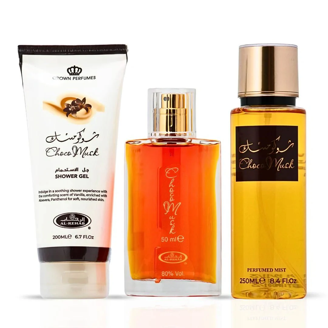 Al Rehab Choco Musk 3-Piece Perfume Gift Set