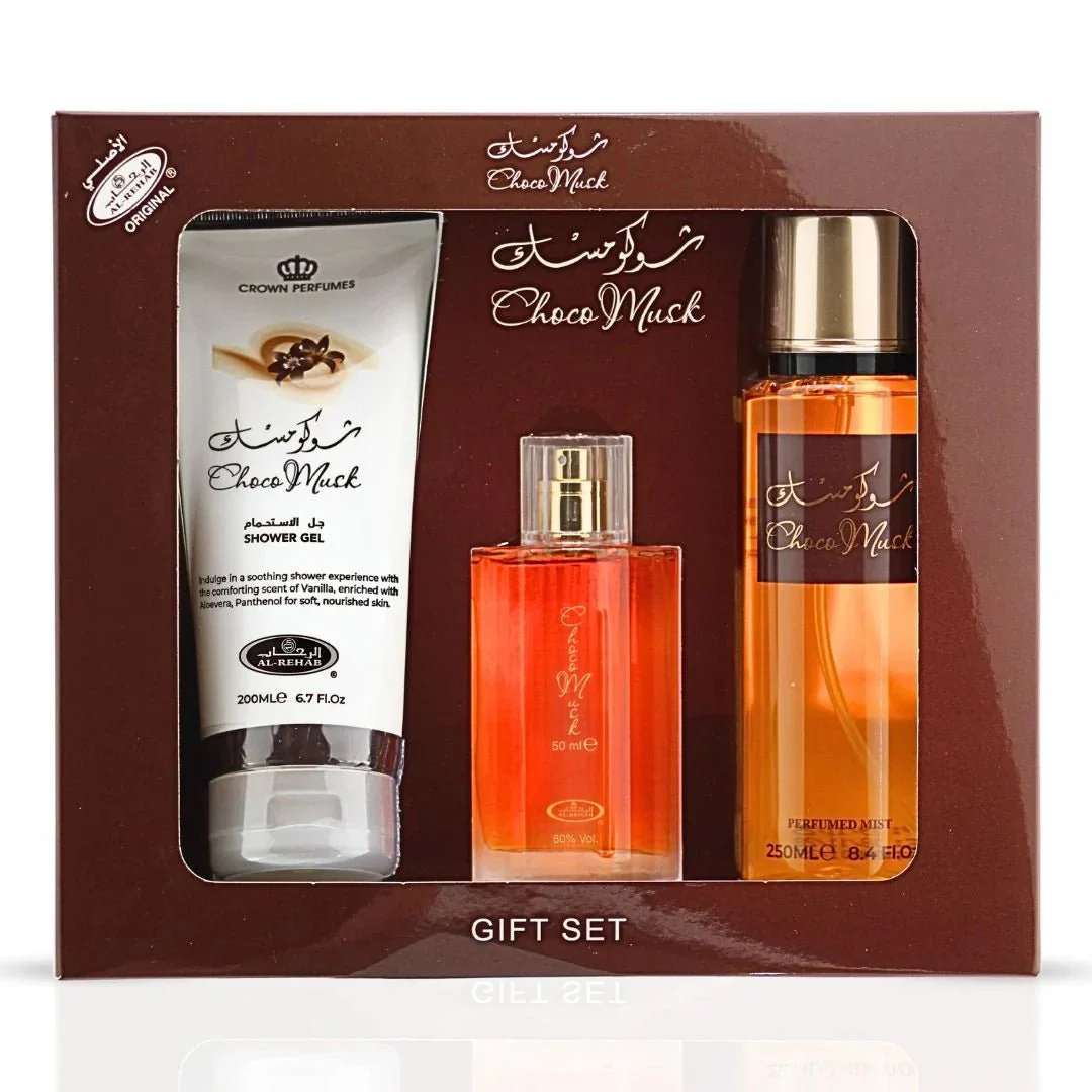 Al Rehab Choco Musk 3-Piece Perfume Gift Set - Image 4