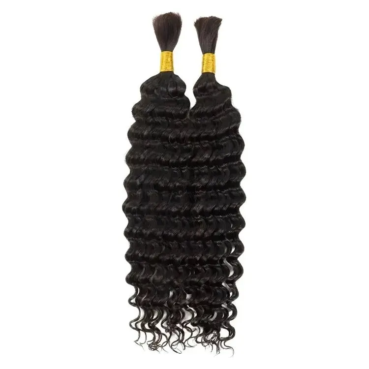 B&B Express 100% Virgin Human Hair Bulk Extensions for Braiding - Deep Wave