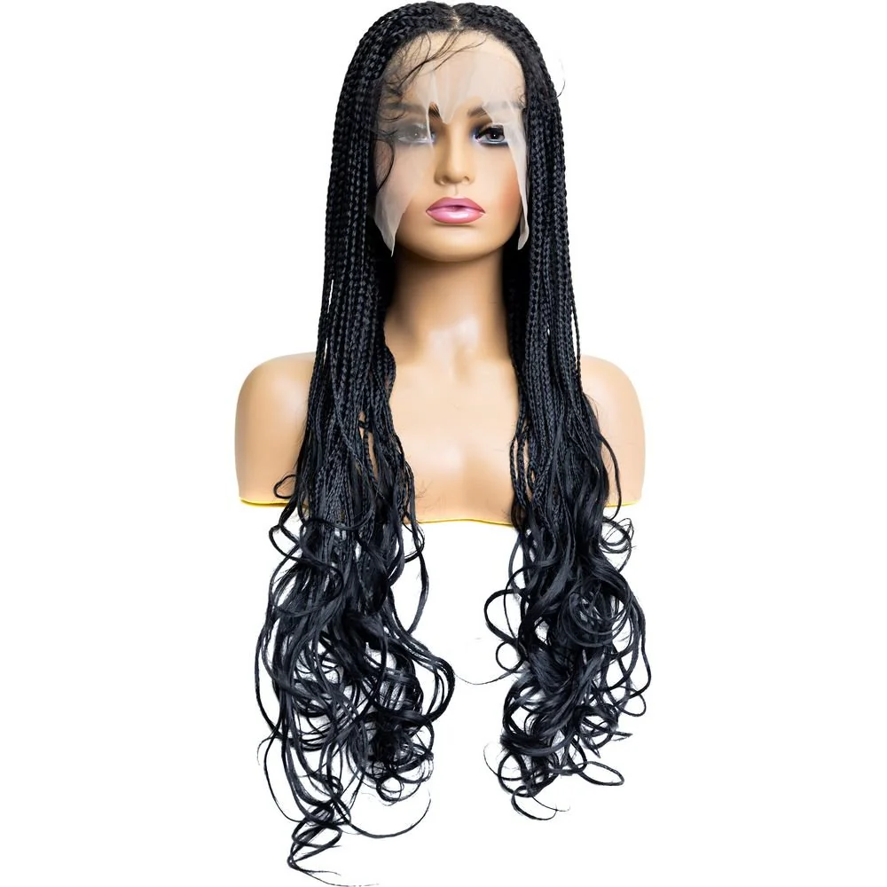 B & B Knotless Synthetic Braided Full Lace Wig - Micro Boho French Curl - Image 14