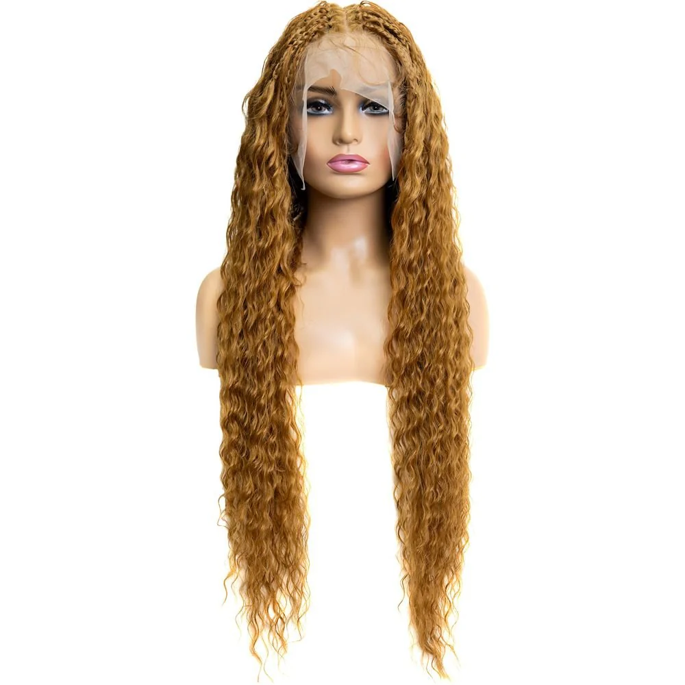 B & B Knotless Synthetic Full Lace Braided Wig - Micro Peruvian Wave - Image 5
