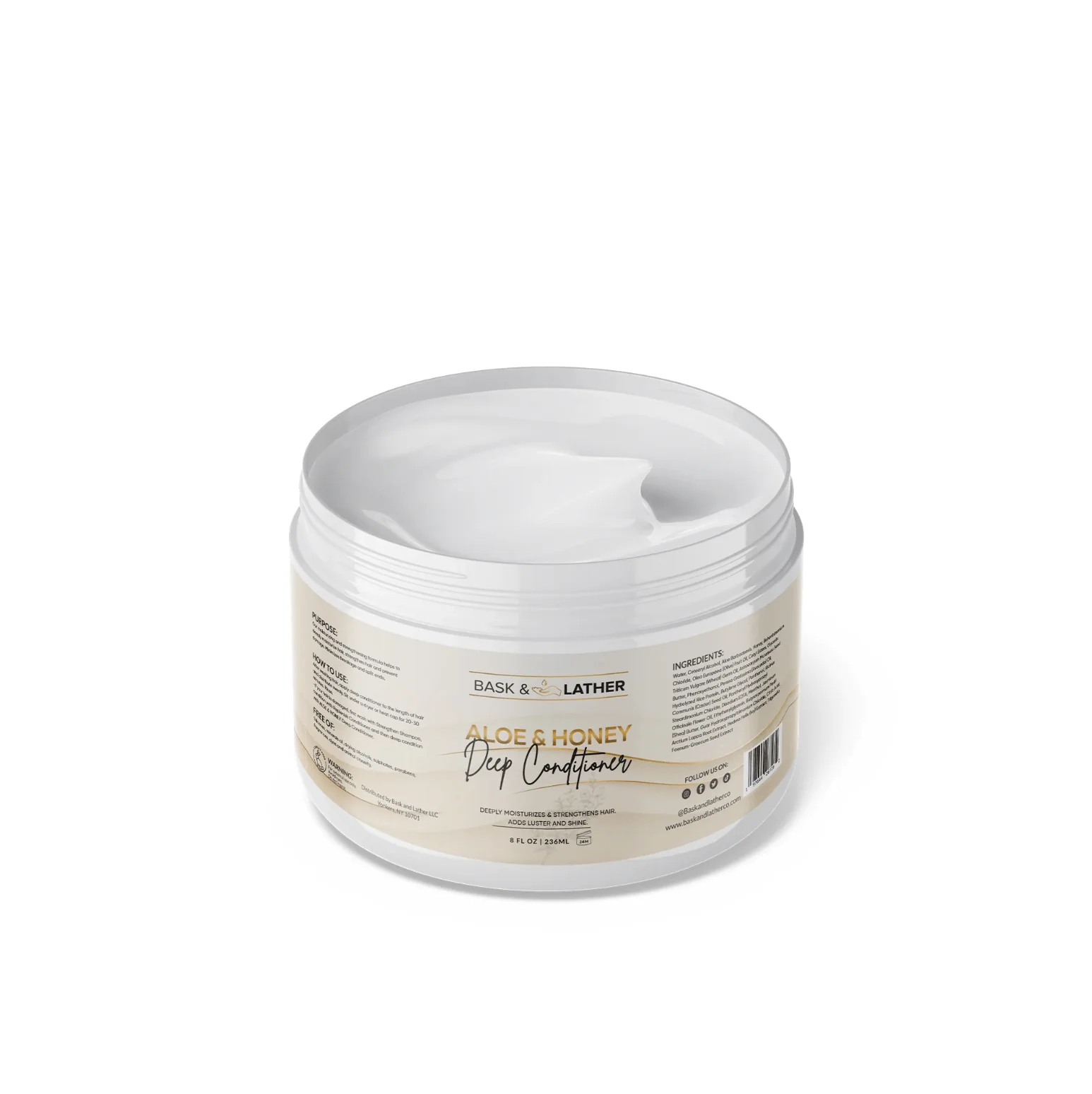 Bask & Lather Aloe Honey Deep Conditioner – 8oz - Image 3