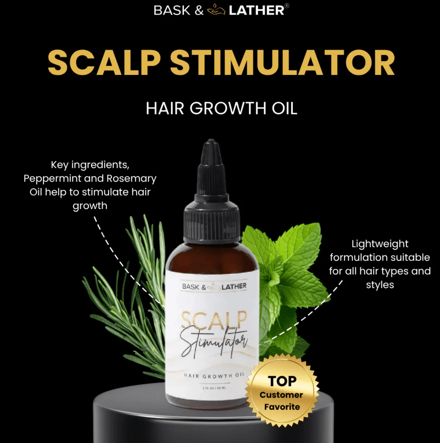 Bask & Lather Scalp Stimulator Hair Oil - Image 3