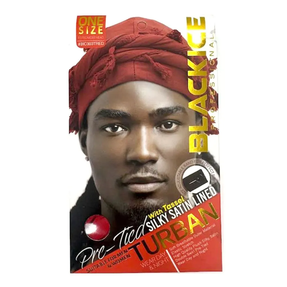 Black Ice Professional Silky Satin Lined Turban – Pre-Tied - Image 7