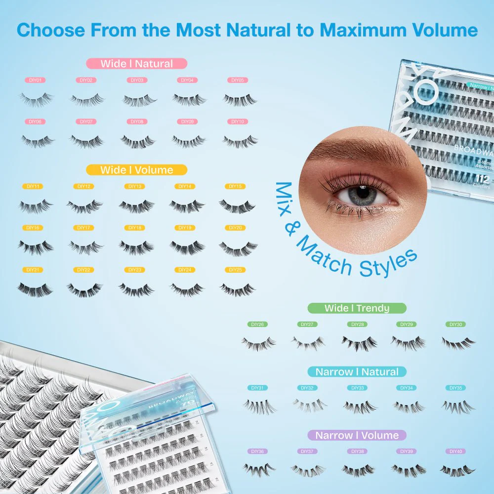 Broadway Natural DIY Cluster Lashes – (70–77pcs) - Image 3