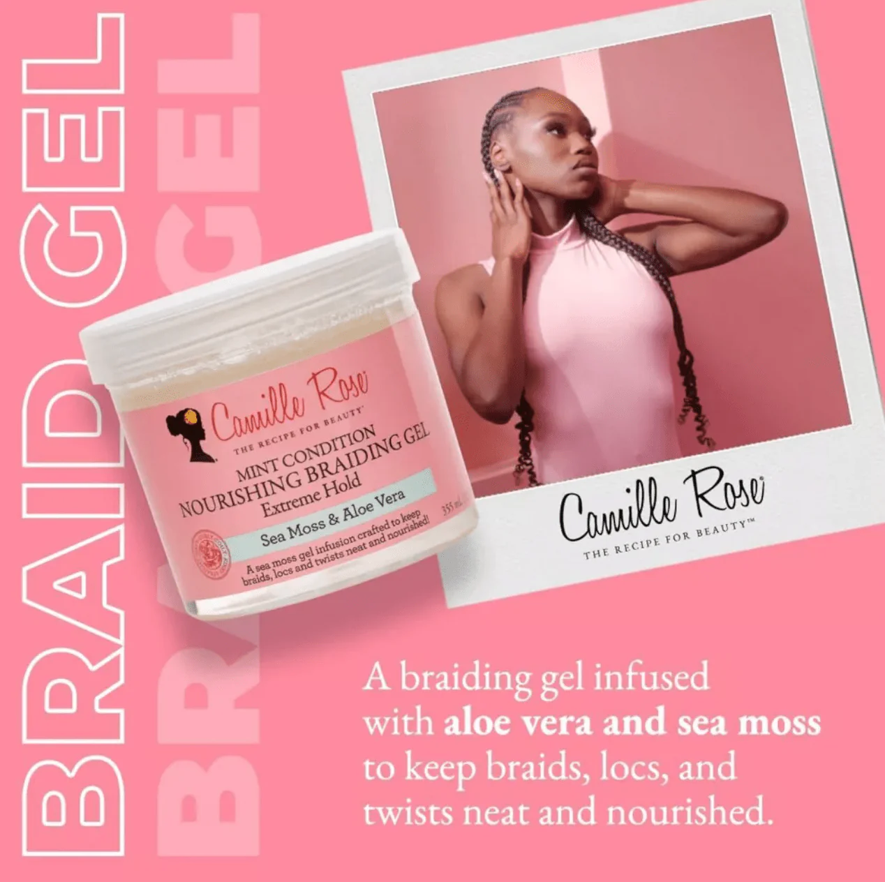 Camille Rose Mint Braiding Hair Gel – 12 oz - Image 3