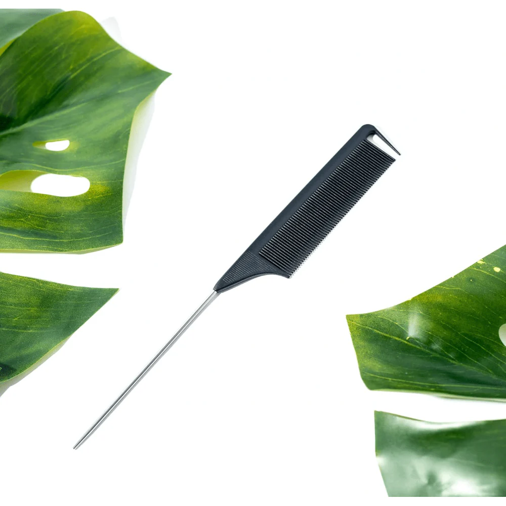Carbon Fiber Rat Tail Comb with Metal End - Heat Resistant - Image 7