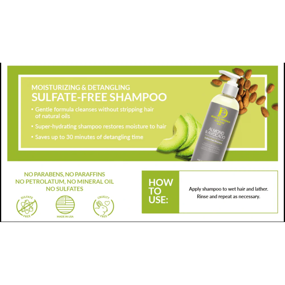 Design Essentials Natural Almond & Avocado Sulfate-Free Shampoo - Image 5