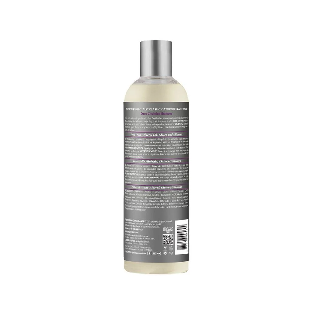 Design Essentials Oat Protein & Henna Deep Cleansing Shampoo – 12 oz - Image 2