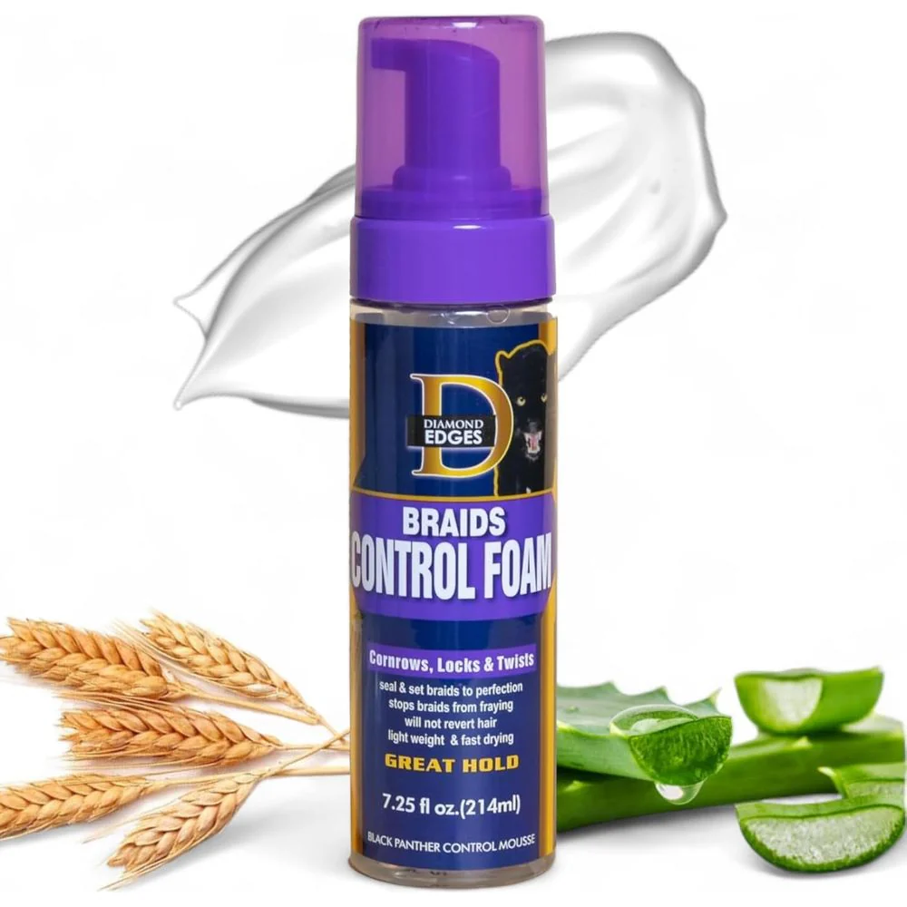 Diamond Edges Black Panther Braids Control Foam – 7.25 fl oz