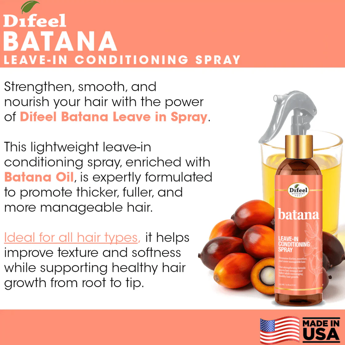Difeel Batana Leave-in Conditioning Spray – 12 oz - Image 3