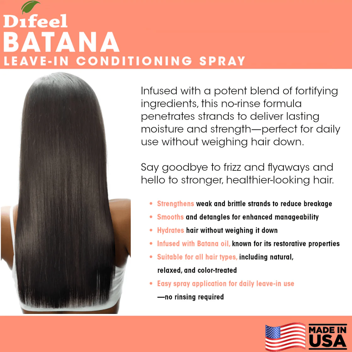 Difeel Batana Leave-in Conditioning Spray – 12 oz - Image 4