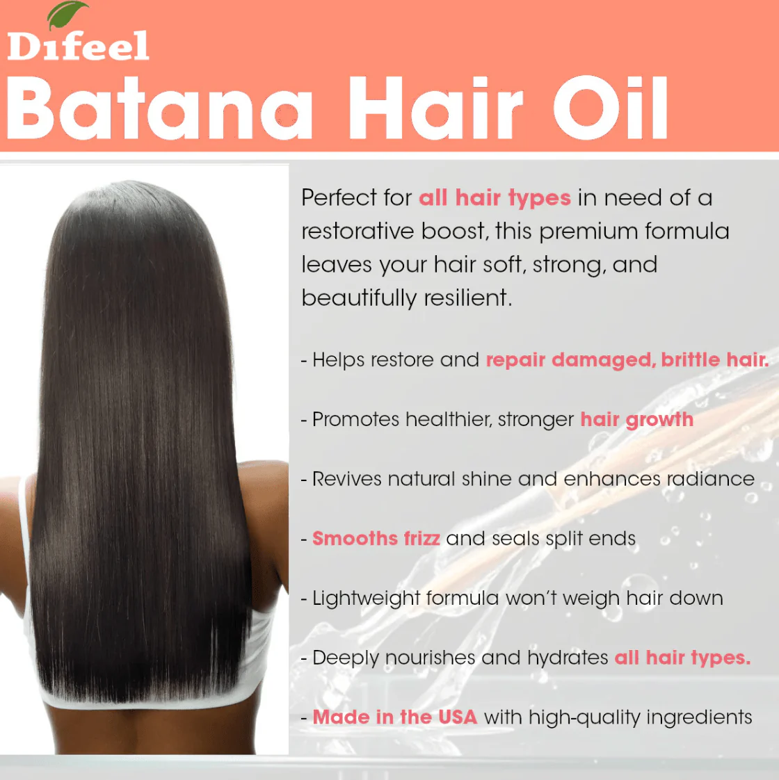 Difeel Batana Premium Hair Oil – 8oz - Image 4