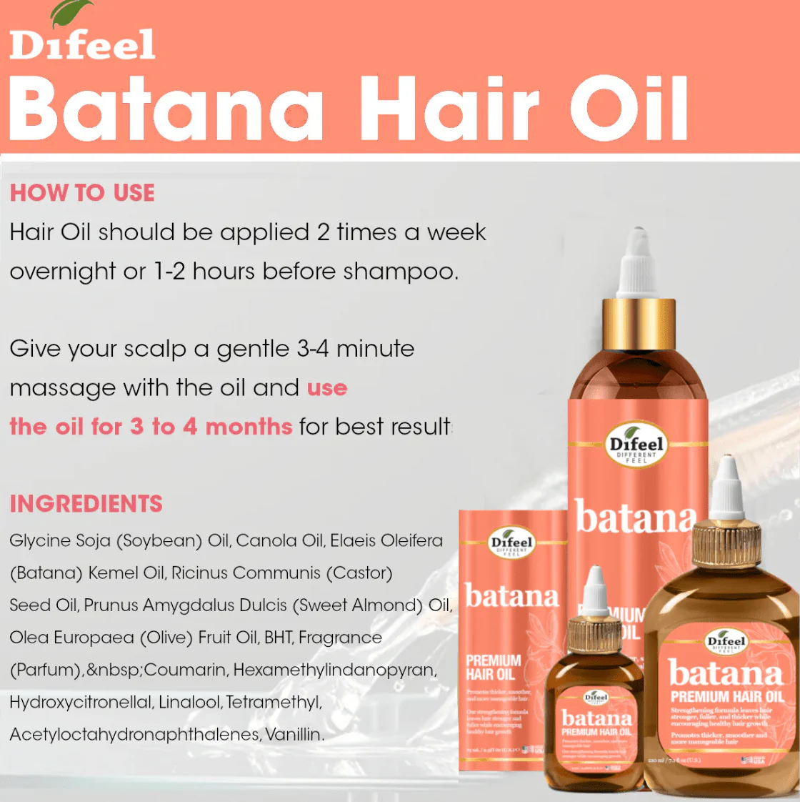 Difeel Batana Premium Hair Oil – 8oz - Image 5