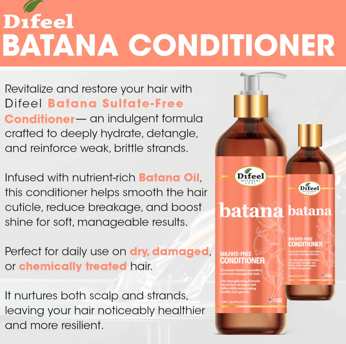 Difeel Batana Shampoo & Conditioner – 12 oz - Image 5