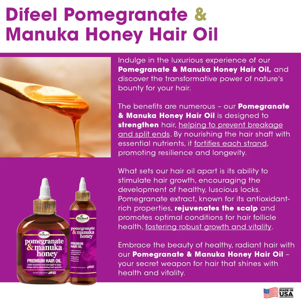 Difeel Pomegranate and Manuka Honey Hair Oil – 7.1 oz & 8 oz - Image 7