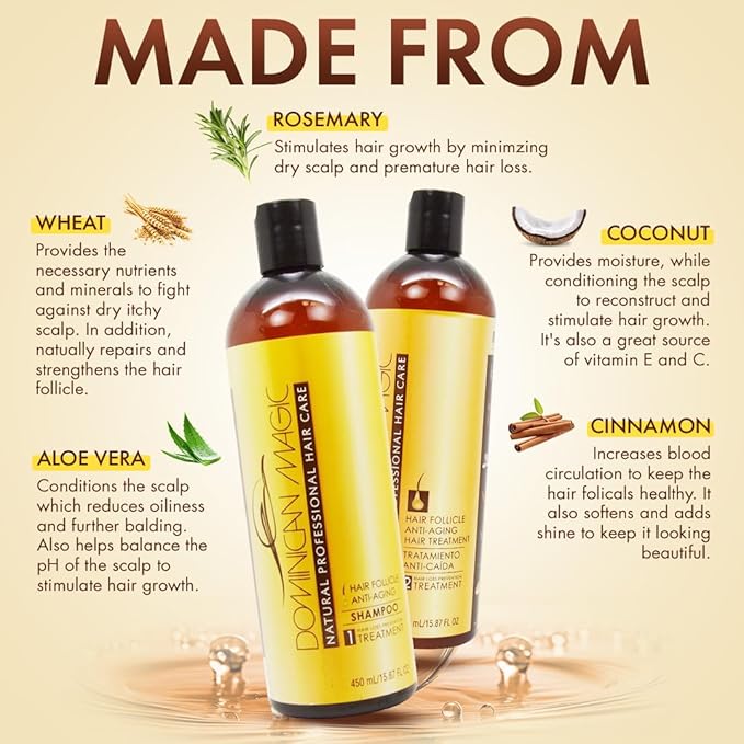 Dominican Magic Hair Follicle – Anti-Aging Shampoo & Conditioner – 15.87 oz - Image 6