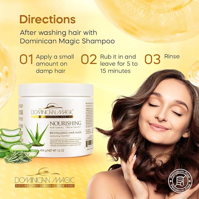 DOMINICAN MAGIC Nourishing Revitalizing Hair Mask with Aloe Vera - 16 oz - Image 3