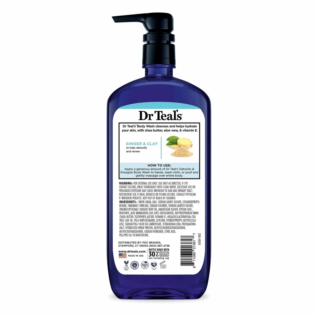 Dr. Teal's Detox & Energize with Ginger & Clay Body Wash – 24oz - Image 6