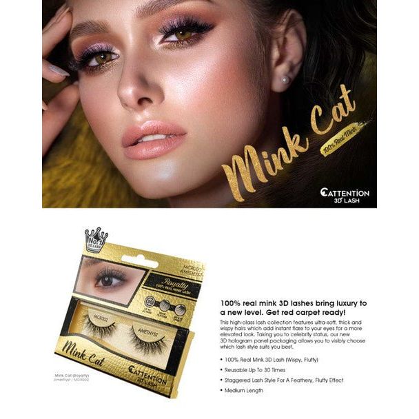EBIN NEW YORK – Royalty Mink Cat Eyelashes 100% Real Mink Lashes - Image 2
