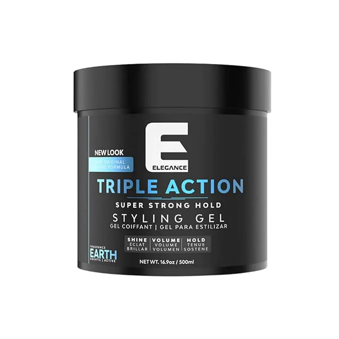 Elegance Triple Action Hair Gel – Manly Fragrance – 8.8oz/16.9oz