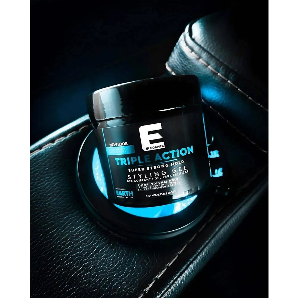 Elegance Triple Action Hair Gel – Manly Fragrance – 8.8oz/16.9oz - Image 3