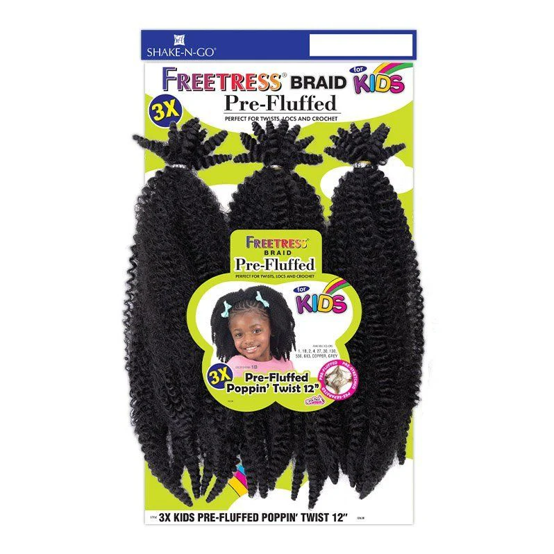 Shake n Go Freetress 3X Kids Synthetic Braid - Pre-Fluffed Poppin' Twist 12"