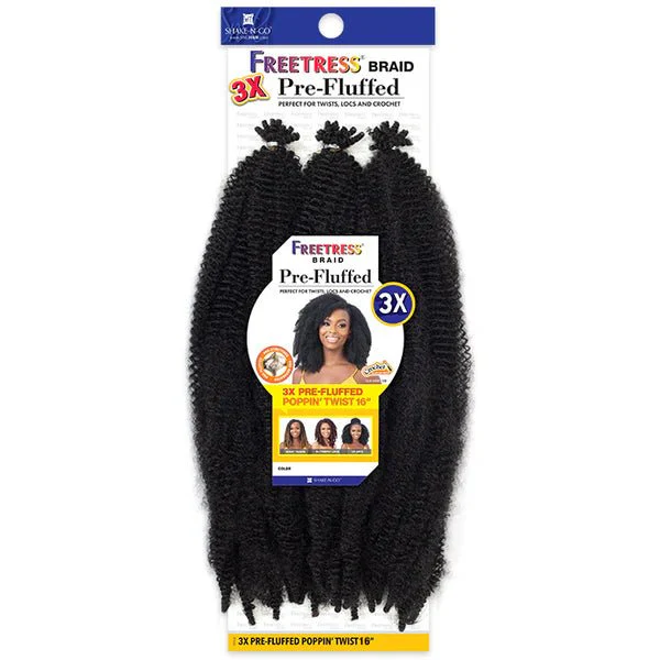 Shake n Go Freetress 3X Synthetic Braid - Pre-Fluffed Poppin' Twist 16"