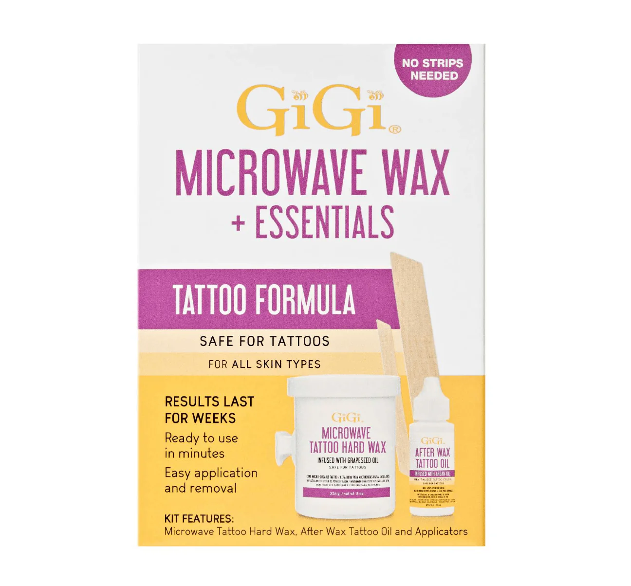 GIGI Tattoo Microwave Hard Wax Kit with Essentials
