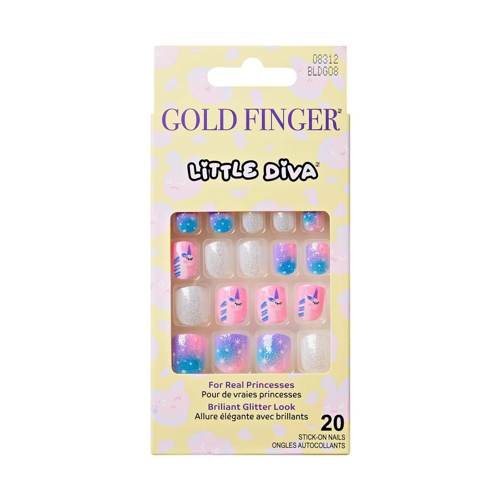Gold Finger Little Diva Girl Nails – Glittery Press-On Art for Kids - Image 5