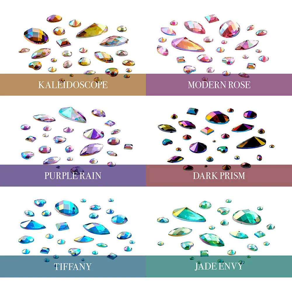 Gold Finger Multishape AB Rhinestones – 6 New Glue-On Styles