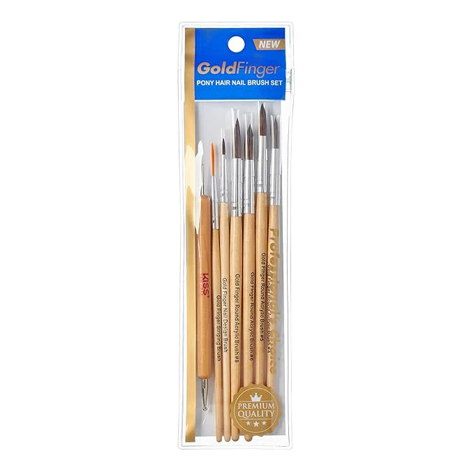 Gold Finger Nail Art Brush Set – Acrylic Brushes & Dotting Tools for Gel Design