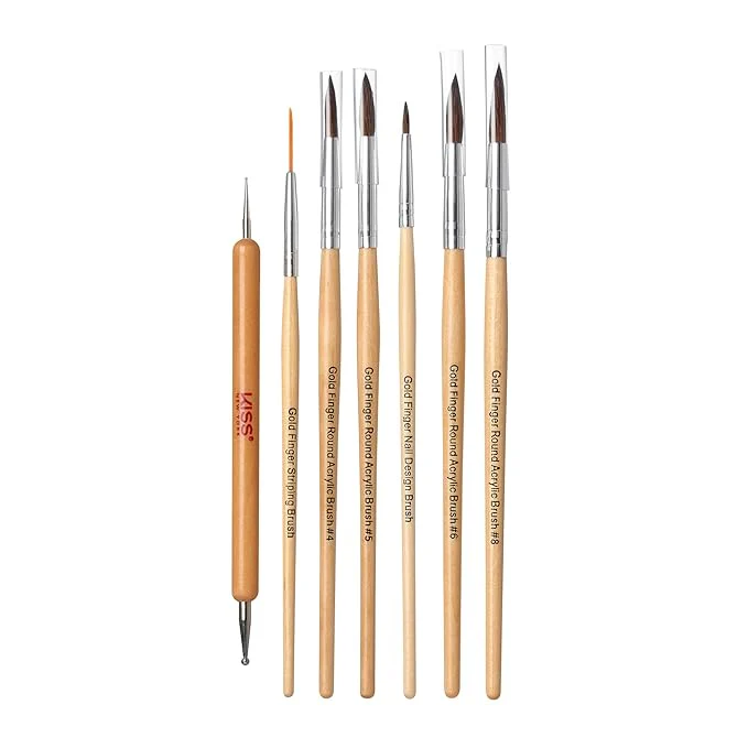 Gold Finger Nail Art Brush Set – Acrylic Brushes & Dotting Tools for Gel Design - Image 3