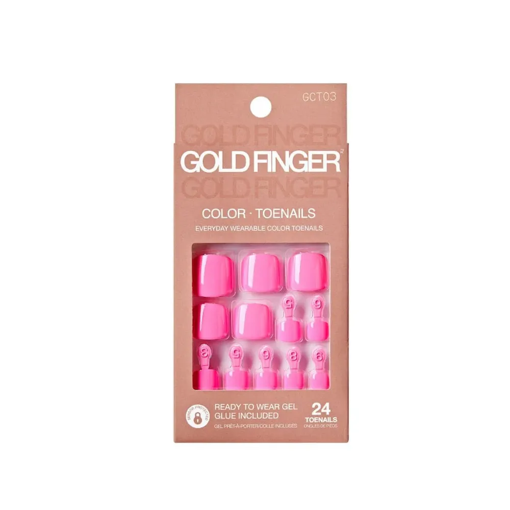 Gold Finger Solid Color Toenails – Gel-Look Press-On Pedicure - Image 2