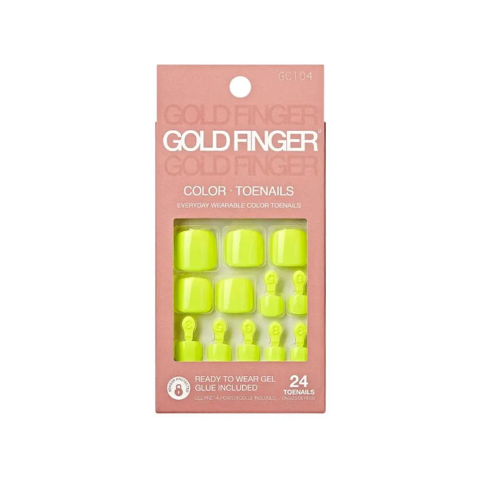 Gold Finger Solid Color Toenails – Gel-Look Press-On Pedicure - Image 3