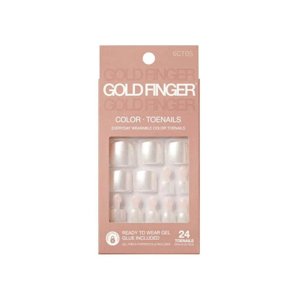 Gold Finger Solid Color Toenails – Gel-Look Press-On Pedicure - Image 4