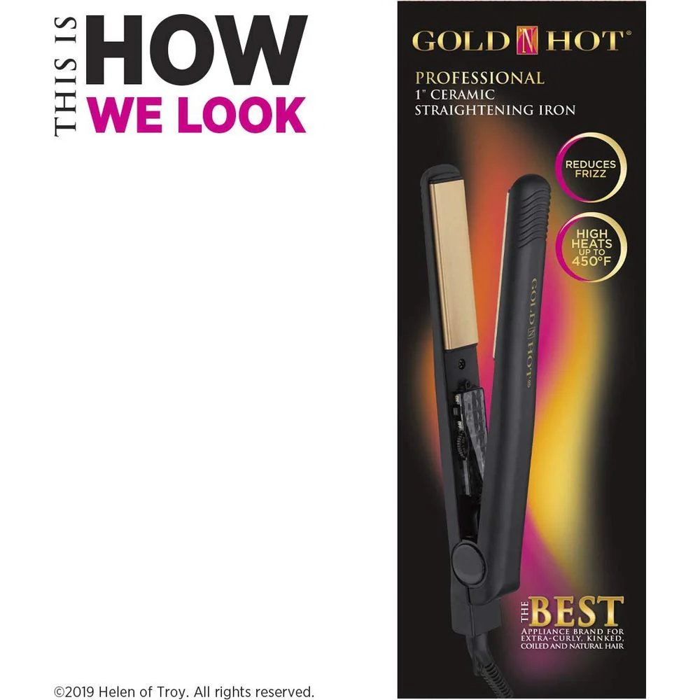 Gold N Hot Professional 1" Ceramic Tourmaline Straightening Iron - Image 6