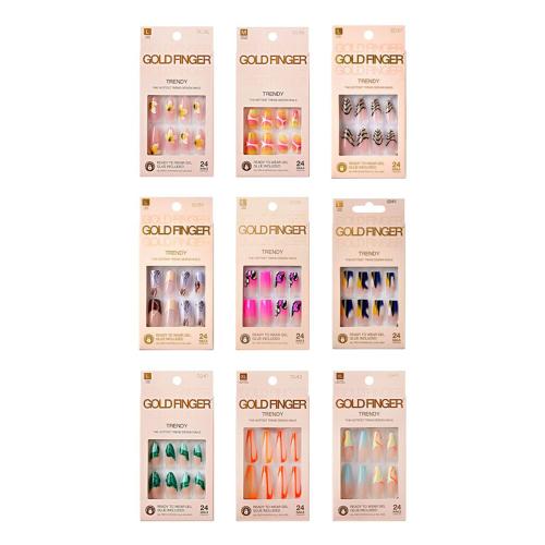 GoldFinger Trendy Press-On Nails – 24pcs Set